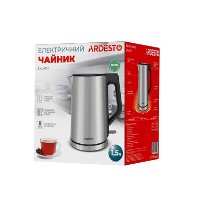 Електрочайник Ardesto Steel Collection 1.5л, подвійні стінки, сріблястий (EKL-X51) Електрочайник Ardesto Steel Collection 1.5л, подвійні стінки, сріблястий (EKL-X51)