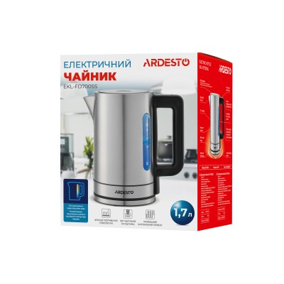 Електрочайник Ardesto Steel Collection 1.7л, Strix, метал, сріблястий (EKL-FD700SS)