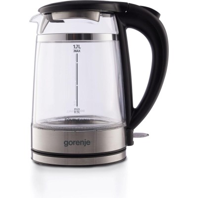 Електрочайник Gorenje 1.7л, 2,200 Вт, strix контроль, скло, чорний (K17GDW)