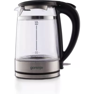 Електрочайник Gorenje 1.7л, 2,200 Вт, strix контроль, скло, чорний (K17GDW)