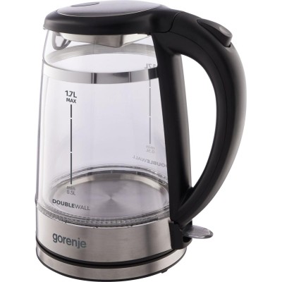 Електрочайник Gorenje 1.7л, 2,200 Вт, strix контроль, скло, чорний (K17GDW)