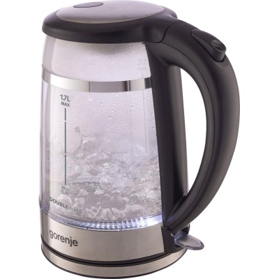 Електрочайник Gorenje 1.7л, 2,200 Вт, strix контроль, скло, чорний (K17GDW)