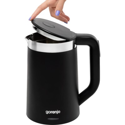 Електрочайник Gorenje 1.7л, Strix контроль, LED дисплей, чорний (K17TRDW)