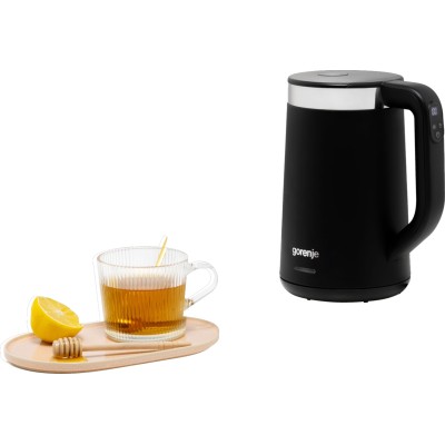 Електрочайник Gorenje 1.7л, Strix контроль, LED дисплей, чорний (K17TRDW)