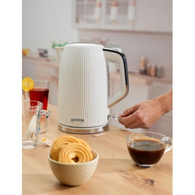 Електрочайник Gorenje 1.7л, Strix-контроль, білий матовий (K17DPW)