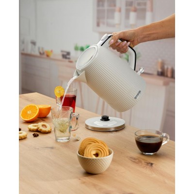 Електрочайник Gorenje 1.7л, Strix-контроль, білий матовий (K17DPW)