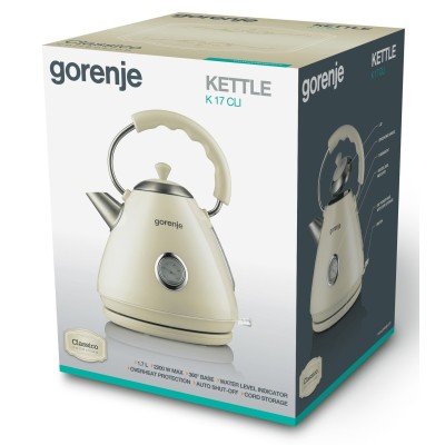 Електрочайник Gorenje 1.7л, пластик, бежевий (K17CLI)
