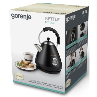 Електрочайник Gorenje 1.7л, пластик, чорний (K17CLBK)