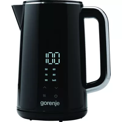 Електрочайник Gorenje 1.7л, подвійні стінки, LED дисплей, Strix контроль, чорний (K17DWD)