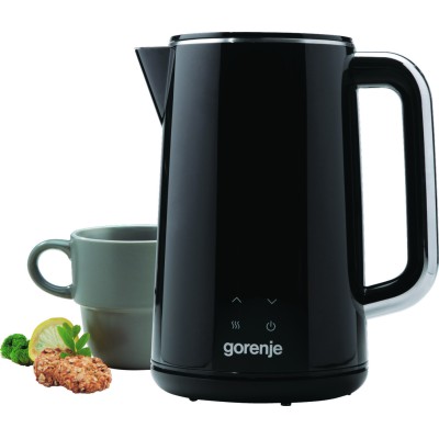Електрочайник Gorenje 1.7л, подвійні стінки, LED дисплей, Strix контроль, чорний (K17DWD)