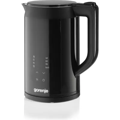 Електрочайник Gorenje 1.7л, подвійні стінки, LED дисплей, Strix контроль, чорний (K17DWDII)