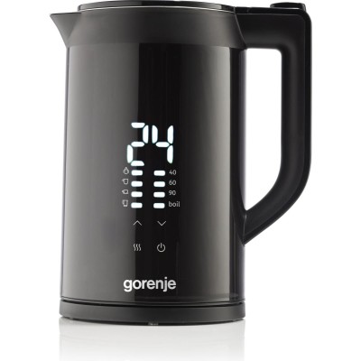 Електрочайник Gorenje 1.7л, подвійні стінки, LED дисплей, Strix контроль, чорний (K17DWDII)