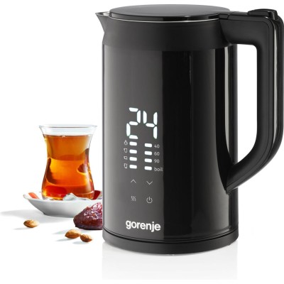 Електрочайник Gorenje 1.7л, подвійні стінки, LED дисплей, Strix контроль, чорний (K17DWDII)