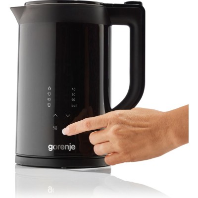 Електрочайник Gorenje 1.7л, подвійні стінки, LED дисплей, Strix контроль, чорний (K17DWDII)