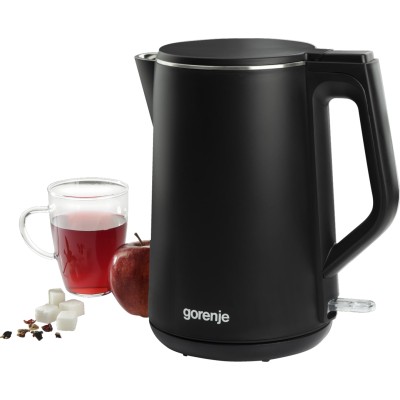 Електрочайник Gorenje, 1,5л, 2,200 Вт, корпус- нержав., Strix, матовий, чорний (K15DWBK)
