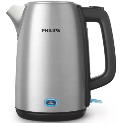 Електрочайник Philips Viva Collection 1.7л, LED підсвітка, сріблясто-чорний (HD9353/90)