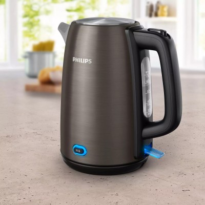 Електрочайник Philips Viva Collection 1.7л, LED підсвітка, сріблясто-чорний (HD9353/90)
