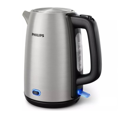 Електрочайник Philips Viva Collection 1.7л, LED підсвітка, сріблясто-чорний (HD9353/90)