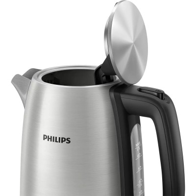 Електрочайник Philips Viva Collection 1.7л, LED підсвітка, сріблясто-чорний (HD9353/90)