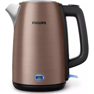 Електрочайник Philips Viva Collection 1.7л, метал, LED підсвітка, мідно-чорний (HD9355/92)