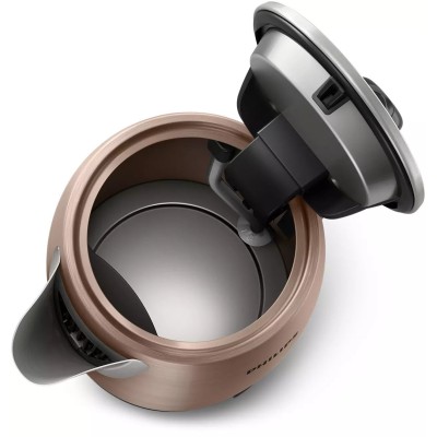 Електрочайник Philips Viva Collection 1.7л, метал, LED підсвітка, мідно-чорний (HD9355/92)