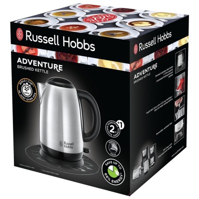 Електрочайник Russell Hobbs Adventure 1.7л, метал, сріблясто-чорний (23912-70)
