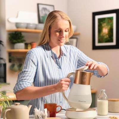 Електрочайник Russell Hobbs Calm, 1.7л, скло, біло-мідний (27450-70)