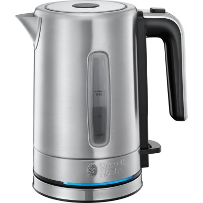 Електрочайник Russell Hobbs Compact Home 0.8л, метал, підсвічування, сріблясто-чорний (24190-70)