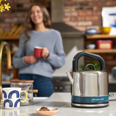 Електрочайник Russell Hobbs Distinctions Black 1.5л, Strix, метал, сріблясто-синій (26421-70)