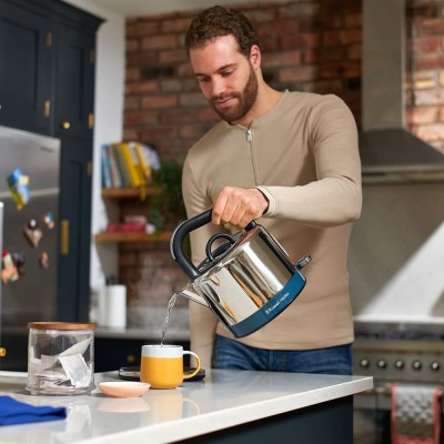 Електрочайник Russell Hobbs Distinctions Black 1.5л, Strix, метал, сріблясто-синій (26421-70)