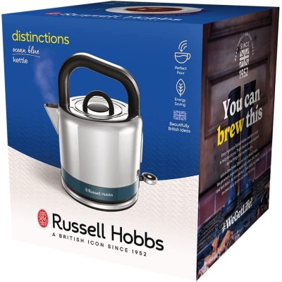 Електрочайник Russell Hobbs Distinctions Black 1.5л, Strix, метал, сріблясто-синій (26421-70)