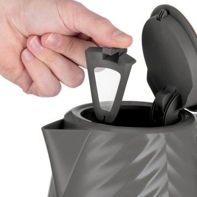 Електрочайник Russell Hobbs Groove Grey 1.7л, Strix, пластик, сірий (26382-70)
