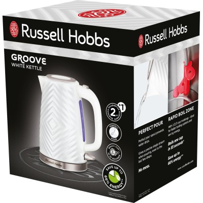 Електрочайник Russell Hobbs Groove White 1.7л, Strix, пластик, білий (26381-70)