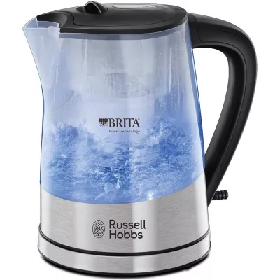Електрочайник Russell Hobbs Purity 1л, скло, з фільтром Brita, сріблясто-чорний (22850-70)