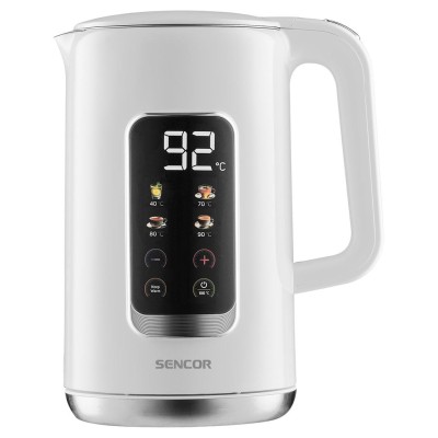 Електрочайник Sencor 1.7л, Strix, LED дисплей, подвійні стінки, сенс. керування, білий (SWK0950WH)
