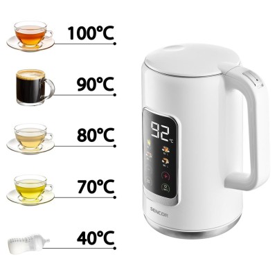 Електрочайник Sencor 1.7л, Strix, LED дисплей, подвійні стінки, сенс. керування, білий (SWK0950WH)