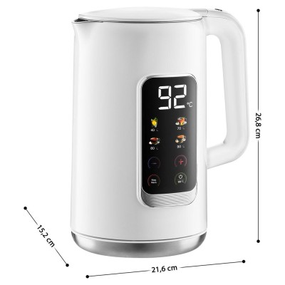 Електрочайник Sencor 1.7л, Strix, LED дисплей, подвійні стінки, сенс. керування, білий (SWK0950WH)