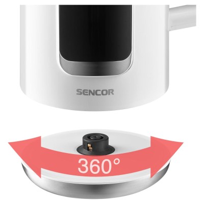 Електрочайник Sencor 1.7л, Strix, LED дисплей, подвійні стінки, сенс. керування, білий (SWK0950WH)