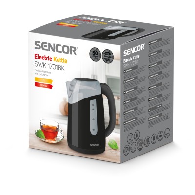 Електрочайник Sencor 1.7л, Strix, пластик, чорний (SWK1701BK)