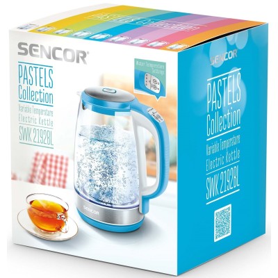 Електрочайник Sencor 2л, Strix, скло, 5 темп.реж, синій (SWK2192BL)