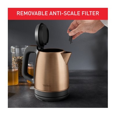 Електрочайник Tefal Coppertinto 1.7л, Strix, нержавіюча сталь, бронзовий (KI280G10)