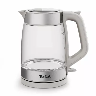 Електрочайник Tefal Glass Kettle 1.7л, скло, з підсвіткою, біло-срібний (KI605B30)