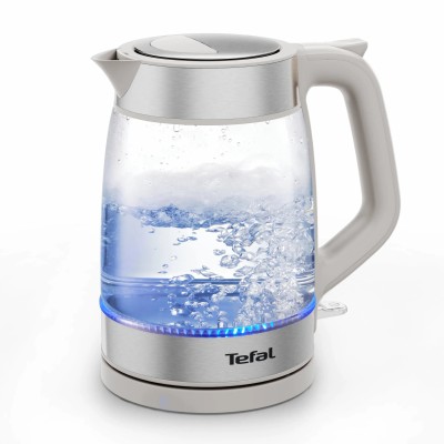 Електрочайник Tefal Glass Kettle 1.7л, скло, з підсвіткою, біло-срібний (KI605B30)
