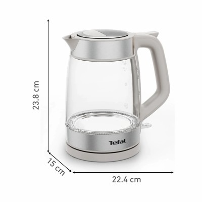 Електрочайник Tefal Glass Kettle 1.7л, скло, з підсвіткою, біло-срібний (KI605B30)