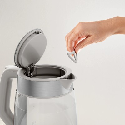 Електрочайник Tefal Glass Kettle 1.7л, скло, з підсвіткою, біло-срібний (KI605B30)