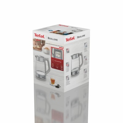 Електрочайник Tefal Glass Kettle 1.7л, скло, з підсвіткою, біло-срібний (KI605B30)