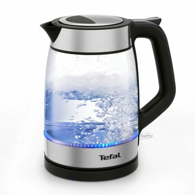 Електрочайник Tefal Glass Kettle 1.7л, скло, з підсвіткою, чорно-срібний (KI605830)