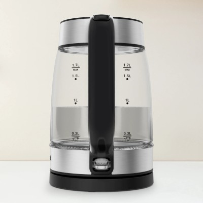 Електрочайник Tefal Glass Kettle 1.7л, скло, з підсвіткою, чорно-срібний (KI605830)