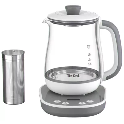 Електрочайник Tefal Tastea tea maker 1.5л, скло, заварник, біло-сірий (BJ551B10)
