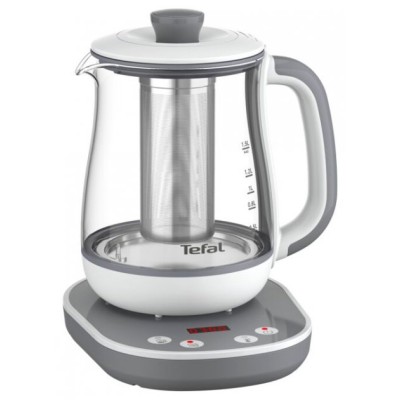 Електрочайник Tefal Tastea tea maker 1.5л, скло, заварник, біло-сірий (BJ551B10)